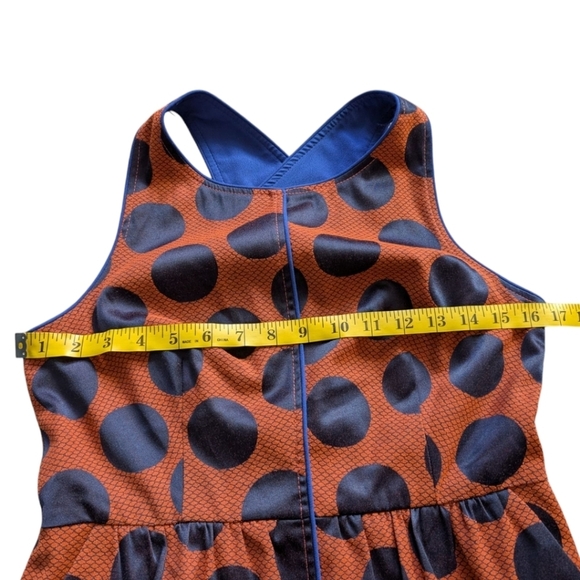 Anthropologie Maeve Rokin Dress Criss-Cross back Orange Navy Polkadots Women's 6 - Picture 14 of 16